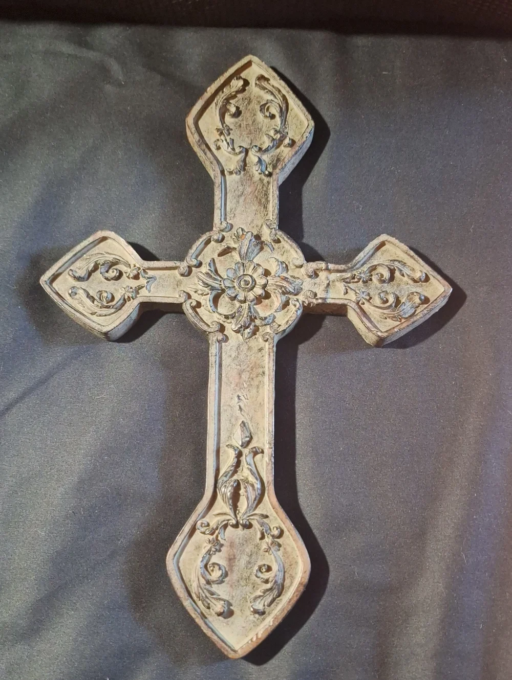 Ornate Decorative Wall Cross - Distressed Finish